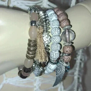 Bracelet 4 pcs set volcano stone